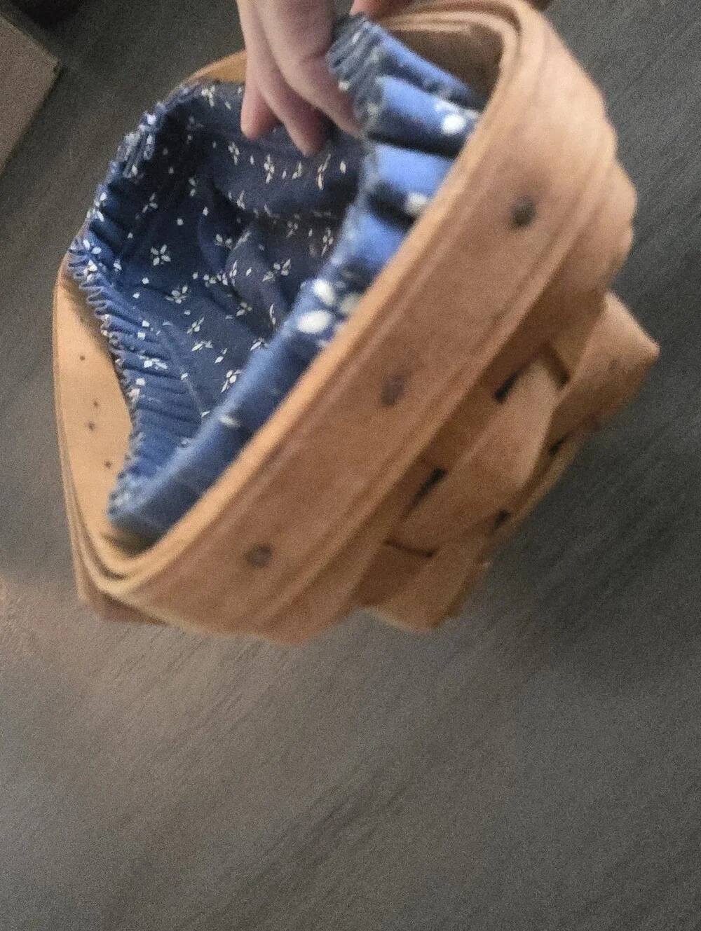 Vintage 1997 Longaberger Small Cracker Basket Blue Floral Liner